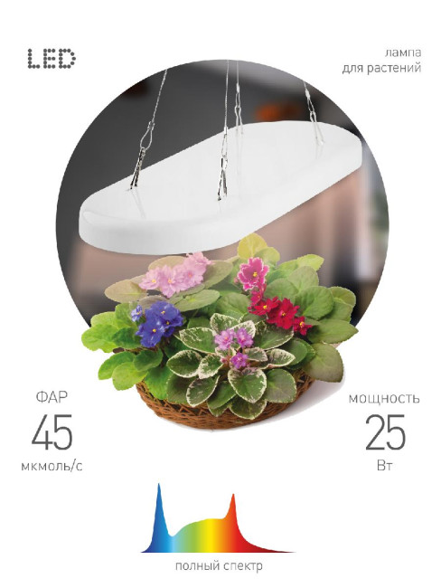 Подвесной светильник для растений Эра FITO-25W-QLED-FLY Б0053062 Подвесной светильник для растений Эра FITO-25W-QLED-FLY Б0053062