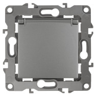 Розетка 2P+E Schuko со шторками с крышкой Эра 12-2103-12 Б0019327