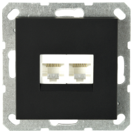 Интернет розетка Jasmart двойная разъем RJ45х2 с накладкой черный матовый (soft touch) G6106PB