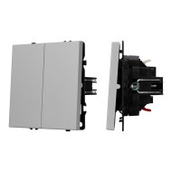Механизм звонкового выключателя двухклавишный Arlight SWT-NOBE-MKR2-SFPL-IS (230V, 10A) (Никель) 061786