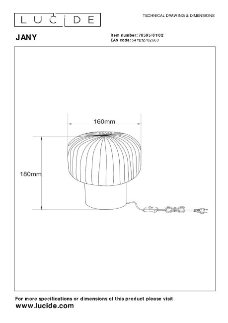 Настольная лампа Lucide Jany 78595/01/02 Настольная лампа Lucide Jany 78595/01/02