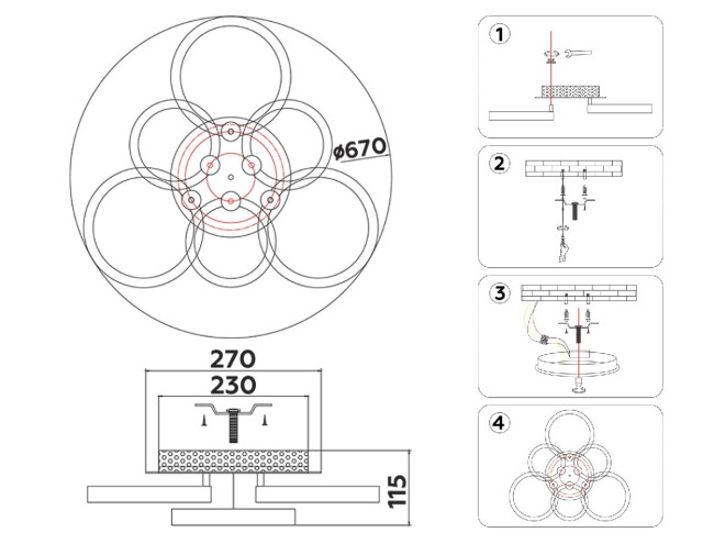 Потолочная люстра Ambrella Light Acrylica Original FA3844