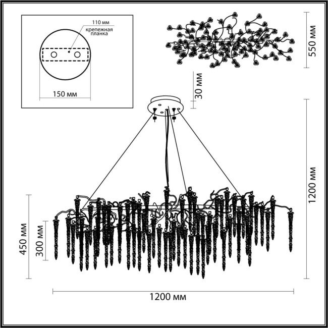Подвесная люстра Odeon Light Banche 5004/12 Подвесная люстра Odeon Light Banche 5004/12