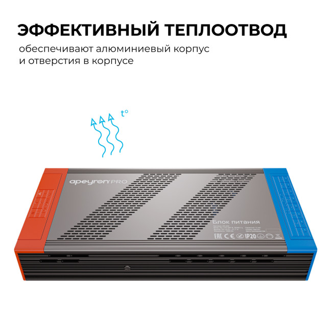Блок питания Apeyron PRO 24В, 1000Вт, 170-265В, 41,7А, IP20 03-222 Блок питания Apeyron PRO 24В, 1000Вт, 170-265В, 41,7А, IP20 03-222
