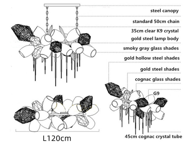 Люстра 8898P/BL gold/smoky Люстра 8898P/BL gold/smoky