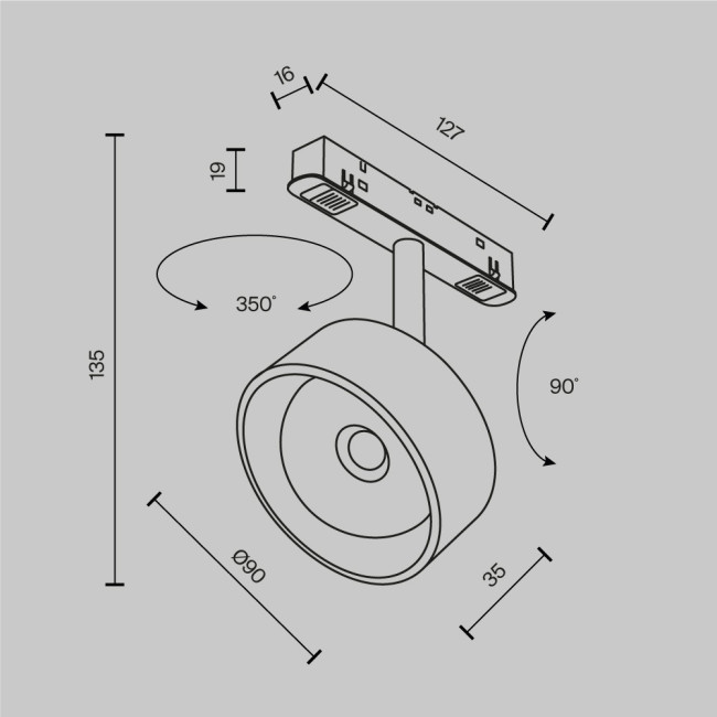 Трековый магнитный светильник Maytoni Lens TR217-2-15W4K-B Трековый магнитный светильник Maytoni Lens TR217-2-15W4K-B