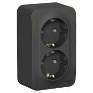 Розетка 2-ая с/з без шторок 16А, 250В, изолир. Пластина Systeme Electric Blanca наруж Антрацит BLNRA010216 Розетка 2-ая с/з без шторок 16А, 250В, изолир. Пластина Systeme Electric Blanca наруж Антрацит BLNRA010216