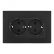 Розетка двойная с/з и шторками Arte Milano SET06-double-40-2 black Розетка двойная с/з и шторками Arte Milano SET06-double-40-2 black