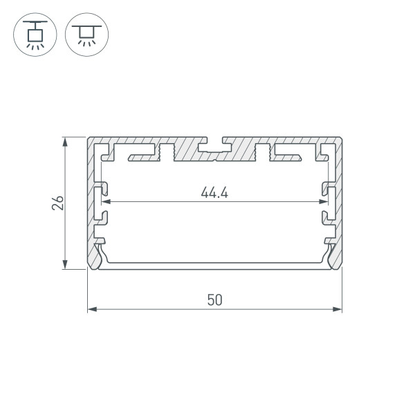 Профиль Arlight PLS-LOCK-W50-SMT-2000 ANOD 033772 Профиль Arlight PLS-LOCK-W50-SMT-2000 ANOD 033772