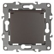 Розетка 2P+E Schuko со шторками с крышкой Эра 12-2103-13 Б0019328