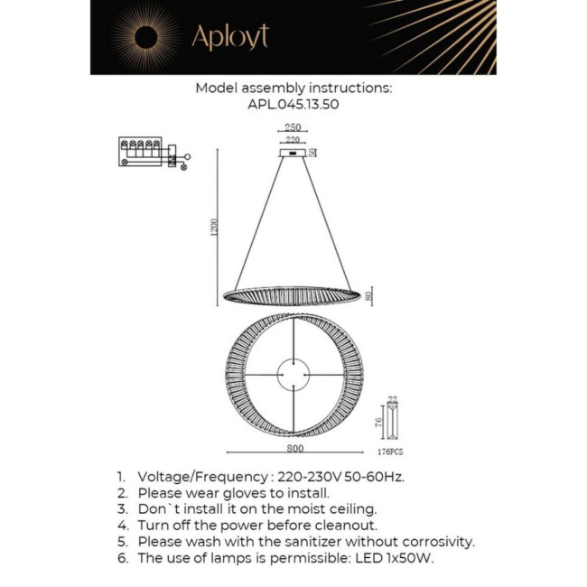 Подвесная люстра Aployt Olimp APL.045.13.50 Подвесная люстра Aployt Olimp APL.045.13.50