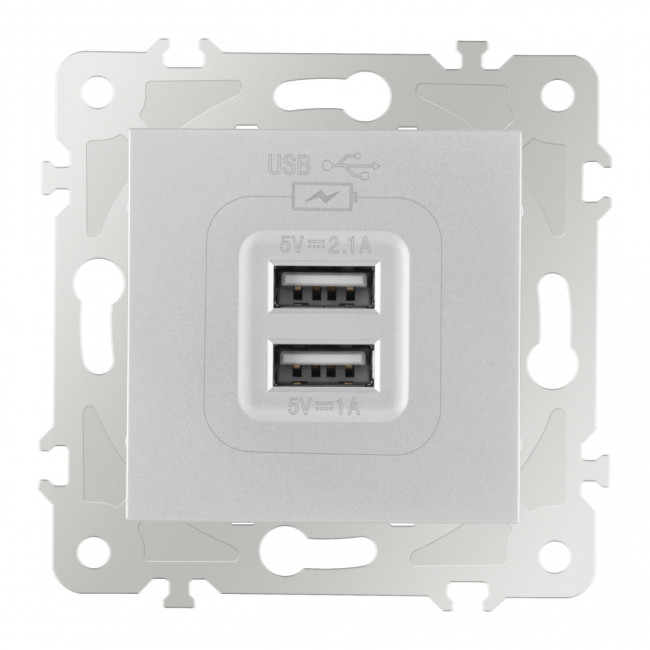 Розетка USB 2.1А+1А Arte Milano 203.46-1.silver