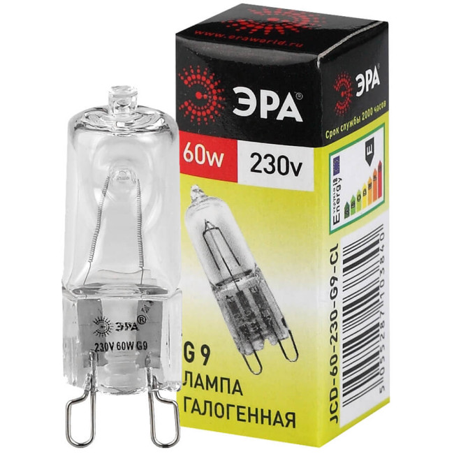 Лампа галогенная ЭРА G9 60W 2700K прозрачная G9-JCD-60-230V-CL C0027370 Лампа галогенная ЭРА G9 60W 2700K прозрачная G9-JCD-60-230V-CL C0027370