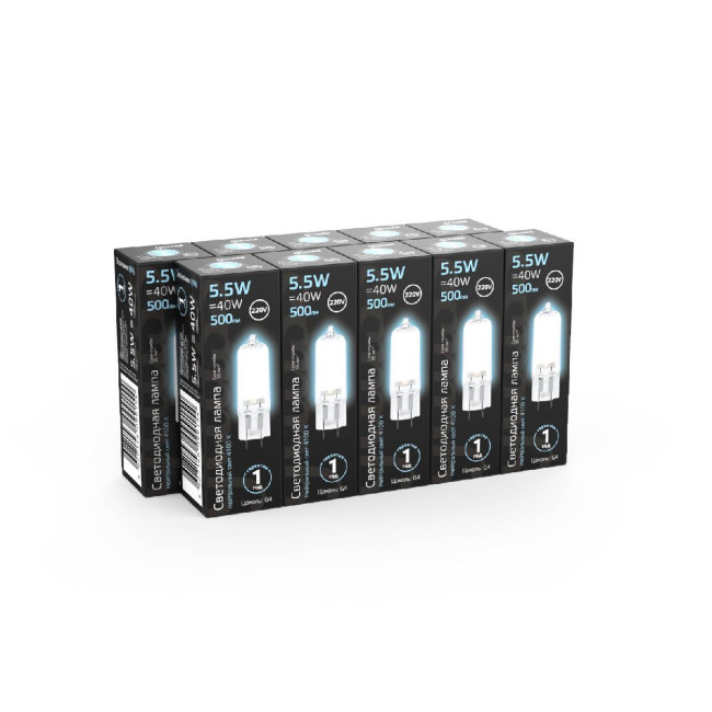 Лампа светодиодная Gauss G4 5.5W 4100K прозрачная 107807205 Лампа светодиодная Gauss G4 5.5W 4100K прозрачная 107807205