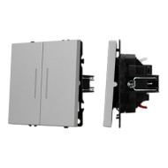 Механизм звонкового выключателя двухклавишный Arlight LED SWT-NOBE-MKR2-SFPL-L-IS (230V, 10A) (Никель) 061788(1)