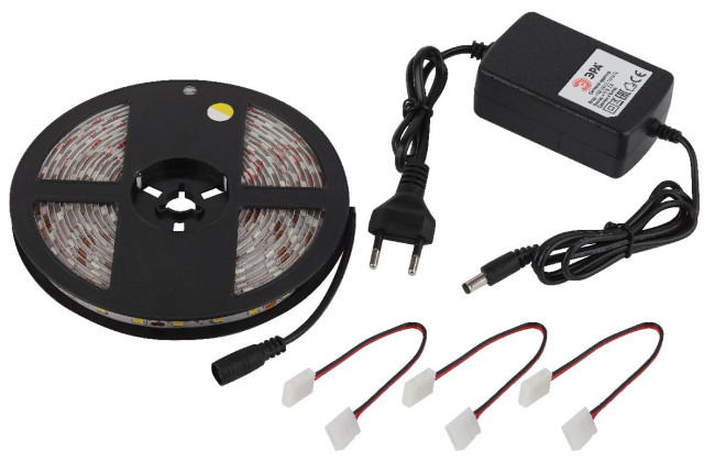 Комплект светодиодной ленты Эра 12В 5050 14,4Вт/м 2700K 5м IP65 5050kit-14,4-60-12-IP65-2700-5m Б0043069 Комплект светодиодной ленты Эра 12В 5050 14,4Вт/м 2700K 5м IP65 5050kit-14,4-60-12-IP65-2700-5m Б0043069