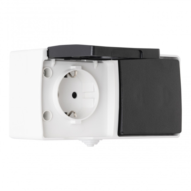 Розетка с заземлением и шторками + выключатель одноклавишный Arte Milano 309.52-1.grey Розетка с заземлением и шторками + выключатель одноклавишный Arte Milano 309.52-1.grey