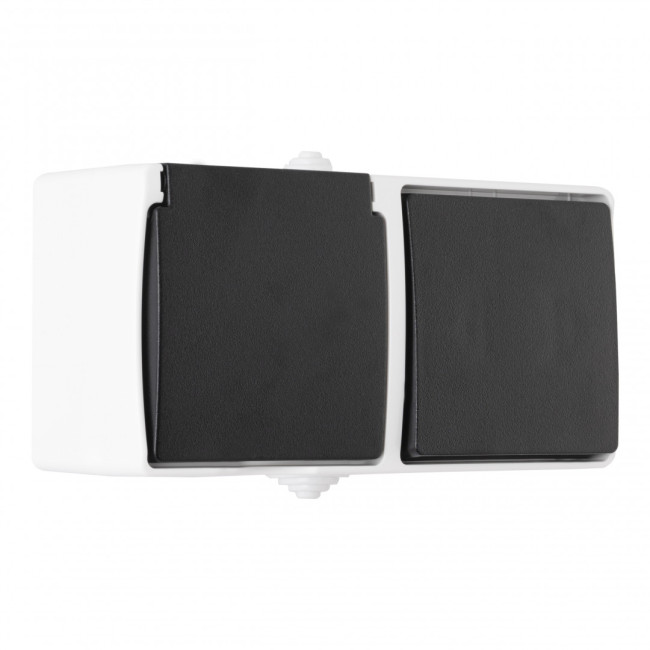 Розетка с заземлением и шторками + выключатель одноклавишный Arte Milano 309.52-1.grey Розетка с заземлением и шторками + выключатель одноклавишный Arte Milano 309.52-1.grey