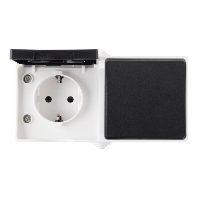 Розетка с заземлением и шторками + выключатель одноклавишный Arte Milano 309.52-1.grey Розетка с заземлением и шторками + выключатель одноклавишный Arte Milano 309.52-1.grey