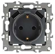 Розетка 2P+E со шторками и 2xUSB Эра 12-4109-12 Б0047846