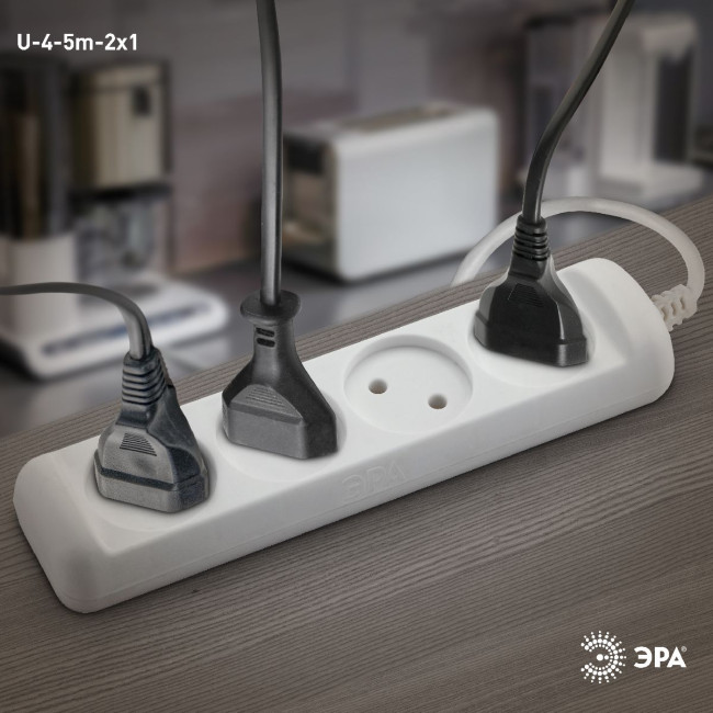Удлинитель электрический Эра U-4-5m-2x1 Б0028363 Удлинитель электрический Эра U-4-5m-2x1 Б0028363