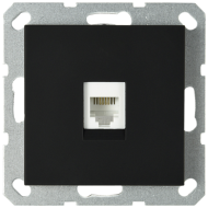 Интернет розетка Jasmart разъем RJ45 с накладкой черный матовый (soft touch) G6105PB