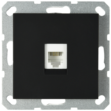 Интернет розетка Jasmart разъем RJ45 с накладкой черный матовый (soft touch) G6105PB