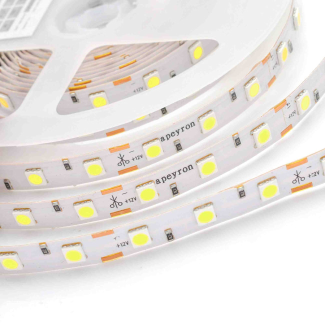 Светодиодная лента Apeyron 12В СТ 14,4Вт/м smd5050 60д/м IP67 (НАНО) 700Лм/м 5м 6500К 00-73 Светодиодная лента Apeyron 12В СТ 14,4Вт/м smd5050 60д/м IP67 (НАНО) 700Лм/м 5м 6500К 00-73