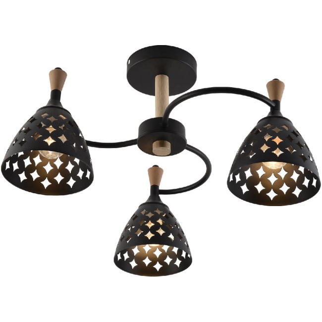 Люстра на штанге Reluce 01515-0.3-03 BK+WOOD Люстра на штанге Reluce 01515-0.3-03 BK+WOOD