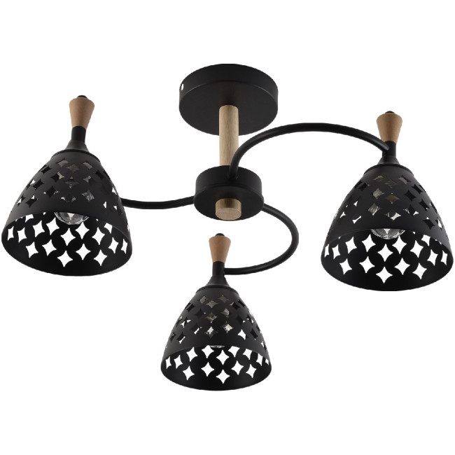 Люстра на штанге Reluce 01515-0.3-03 BK+WOOD Люстра на штанге Reluce 01515-0.3-03 BK+WOOD