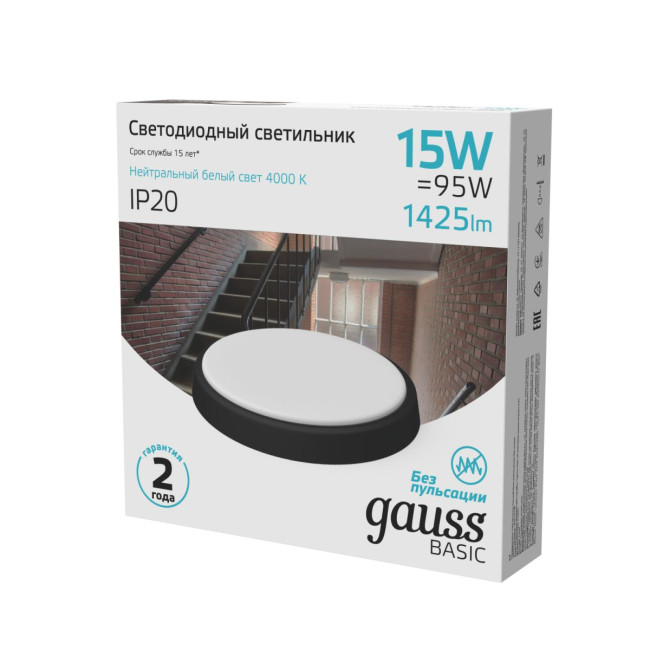 Настенно-потолочный светильник Gauss Basic 193411315B