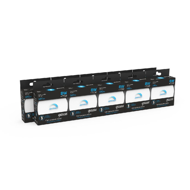 Лампа светодиодная диммируемая Gauss GX53 8W 6500K матовая 108408308-D Лампа светодиодная диммируемая Gauss GX53 8W 6500K матовая 108408308-D