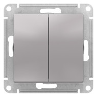 Переключатель 2-клавишный перекрестный, 2 x сх. 7, 10АХ, Systeme Electric AtlasDesign Алюминий ATN000373