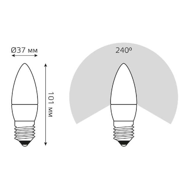 Лампа светодиодная Gauss E27 6W 3000K свеча матовая 33216 Лампа светодиодная Gauss E27 6W 3000K свеча матовая 33216