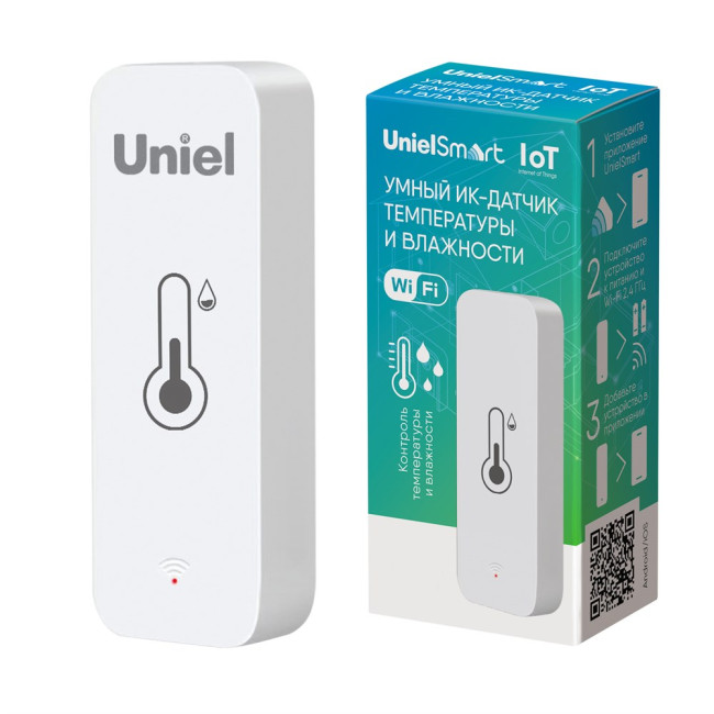 Умный ИК-датчик температуры и влажности Wi-Fi+Bluetooth Uniel UL-00011703 USN-A500 TS/WF WHITE