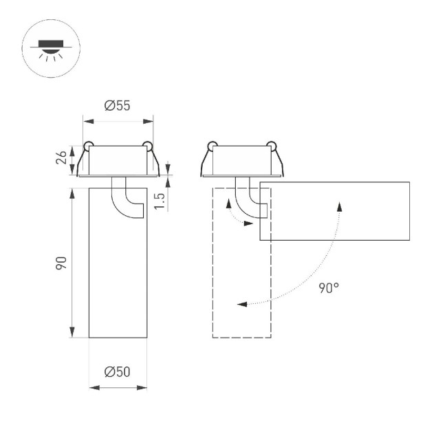 Встраиваемый спот Arlight SP-GABI-BUILT-FLAP-R50-9W Warm3000 049932 Встраиваемый спот Arlight SP-GABI-BUILT-FLAP-R50-9W Warm3000 049932