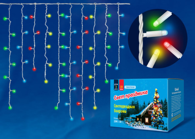 Светодиодная гирлянда (UL-00002272) Uniel бахрома 230V разноцветный ULD-B3010-200/TWK Multi IP67 Светодиодная гирлянда (UL-00002272) Uniel бахрома 230V разноцветный ULD-B3010-200/TWK Multi IP67