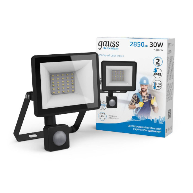 Прожектор светодиодный Gauss Elementary 30W 6500К 628511330 Прожектор светодиодный Gauss Elementary 30W 6500К 628511330