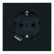 Розетка 1-местная з/ш с/з 16А + USB + Type C (механизм) Stekker Мия 250В 20W RST16-3119-05 черный бархат 50452