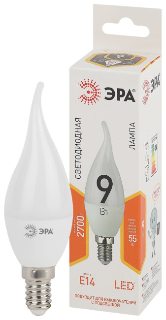 Лампа светодиодная Эра E14 9W 2700K LED BXS-9W-827-E14 Б0027973 Лампа светодиодная Эра E14 9W 2700K LED BXS-9W-827-E14 Б0027973