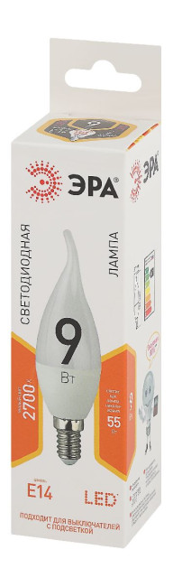 Лампа светодиодная Эра E14 9W 2700K LED BXS-9W-827-E14 Б0027973 Лампа светодиодная Эра E14 9W 2700K LED BXS-9W-827-E14 Б0027973