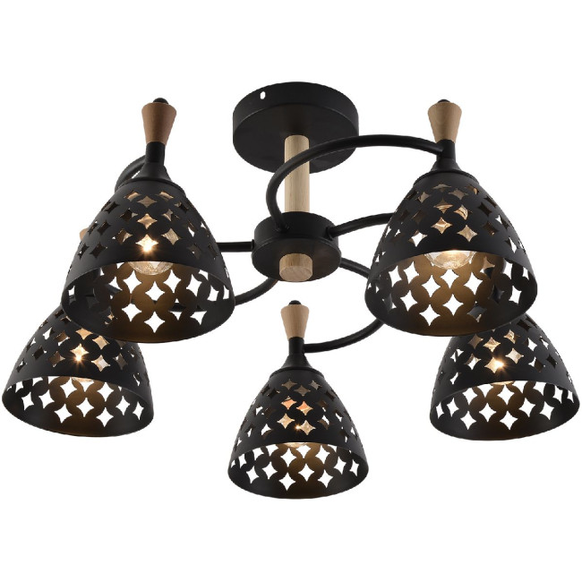 Люстра на штанге Reluce 01515-0.3-05 BK+WOOD Люстра на штанге Reluce 01515-0.3-05 BK+WOOD