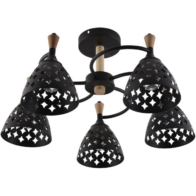 Люстра на штанге Reluce 01515-0.3-05 BK+WOOD Люстра на штанге Reluce 01515-0.3-05 BK+WOOD