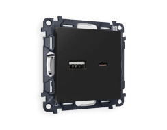 Комплект механизма розетки 2USB A+C 20W (быстрая зарядка) Ambrella Volt Alfa MA811010