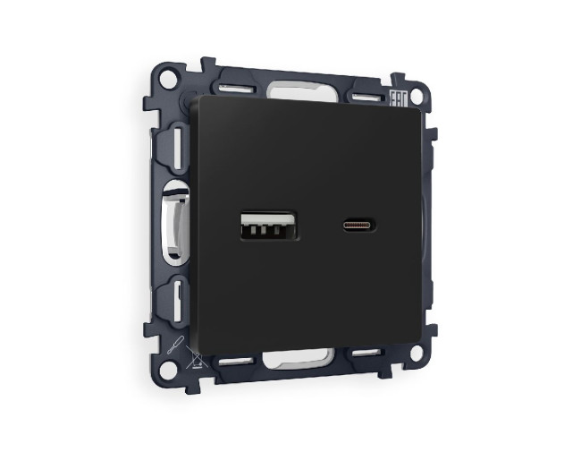 Комплект механизма розетки 2USB A+C 20W (быстрая зарядка) Ambrella Volt Alfa MA811010 Комплект механизма розетки 2USB A+C 20W (быстрая зарядка) Ambrella Volt Alfa MA811010