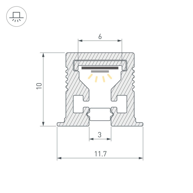 Профиль с экраном Arlight SL-MINI-3-H10-F12-2000 CHAMPAGNE GOLD (Алюминий+пластик) 058626