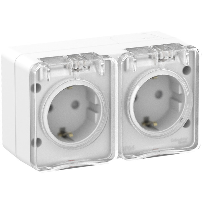 Розетка 2-ая с/з со шт., 16А 250B IP54 Systeme Electric AtlasDesign Profi54 ATN540126 Розетка 2-ая с/з со шт., 16А 250B IP54 Systeme Electric AtlasDesign Profi54 ATN540126