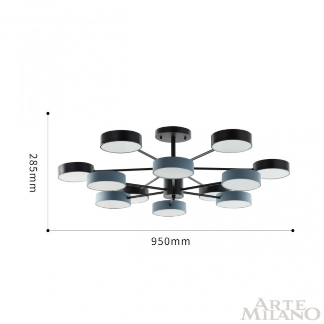 Люстра на штанге Arte Milano Ferrara 250906/12B Bk/Gr