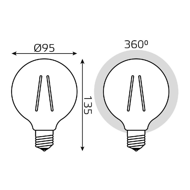 Лампа светодиодная филаментная Gauss E27 6W 2400K прозрачная 105802006 Лампа светодиодная филаментная Gauss E27 6W 2400K прозрачная 105802006