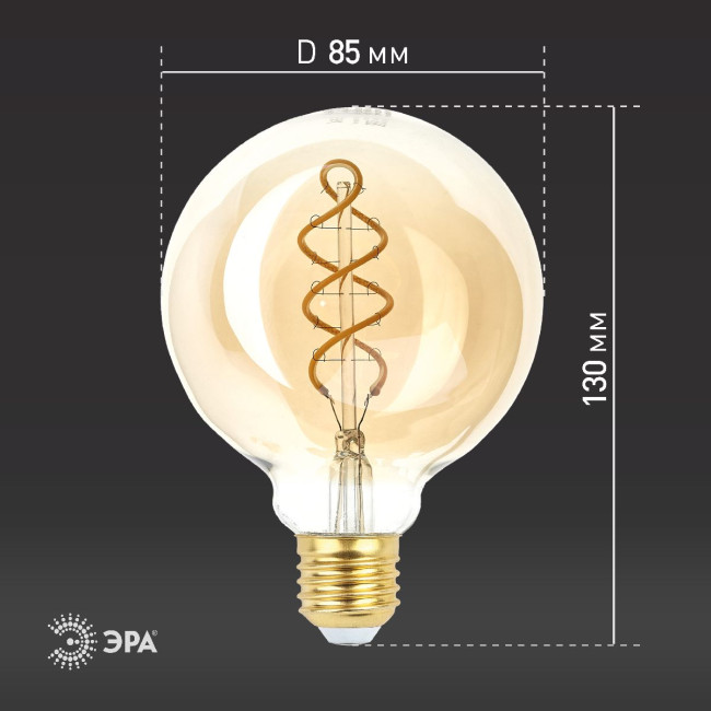 Лампа светодиодная Эра E27 7W 2400K F-LED G95-7W-824-E27 spiral gold Б0047663